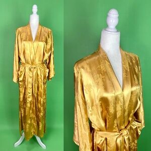 Vintage Gold Brocade Chinese Robe Glamorous Loungewear - One Size